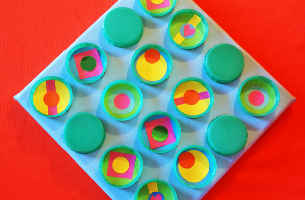 Milk-top pairs game craft