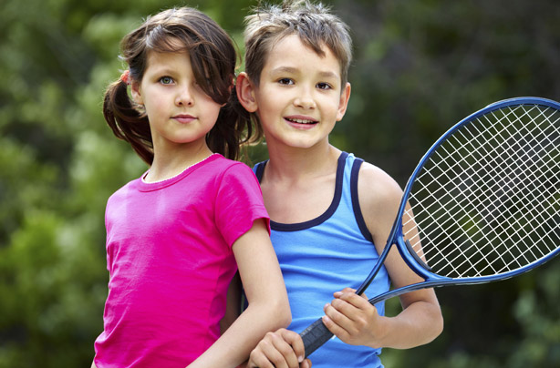 Children with tennis racket