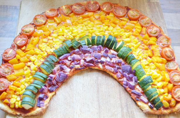 Rainbow vegetable pizza Rainbow vegetable pizza