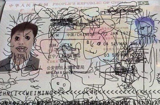 Dad's passport defaced by his 4-year-old son