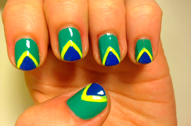 Brazil flag nails Brazil flag nails