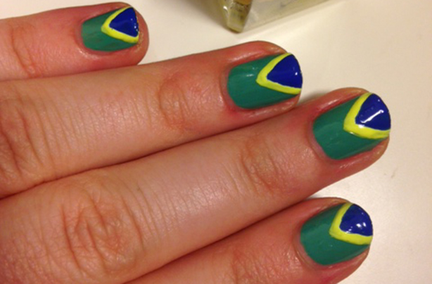 Brazil flag nails Brazil flag nails