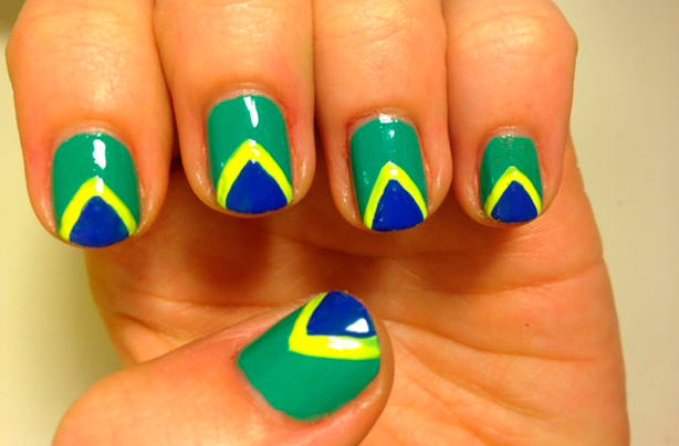 Brazil flag nails final step Brazil flag nails final step