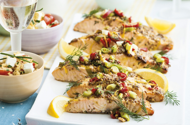 Honey and mustard marinated roast salmon Honey and mustard marinated roast salmon