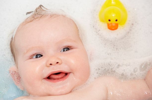 Baby having a bubble bath