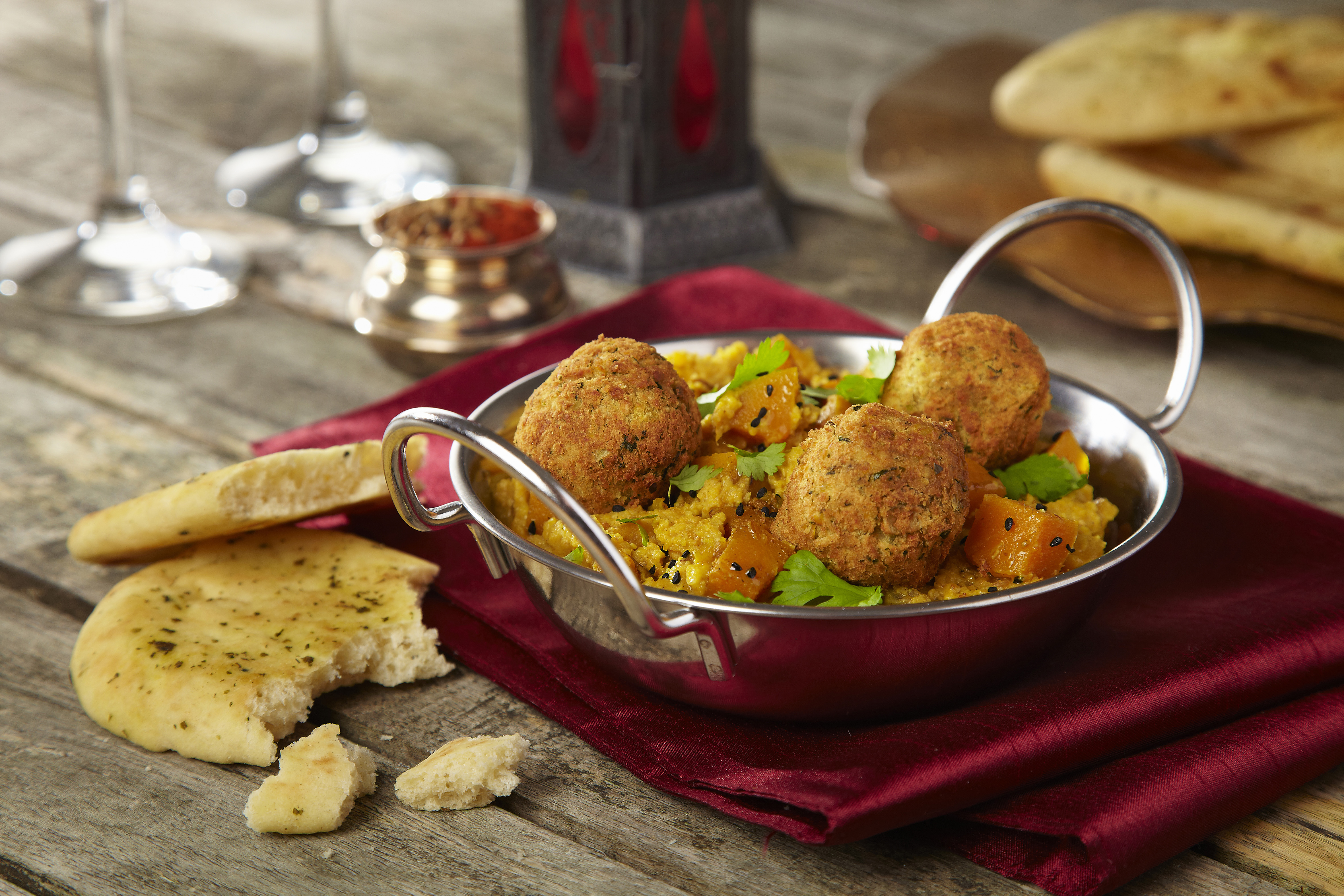 Bengal butternut squash and chickpea naan