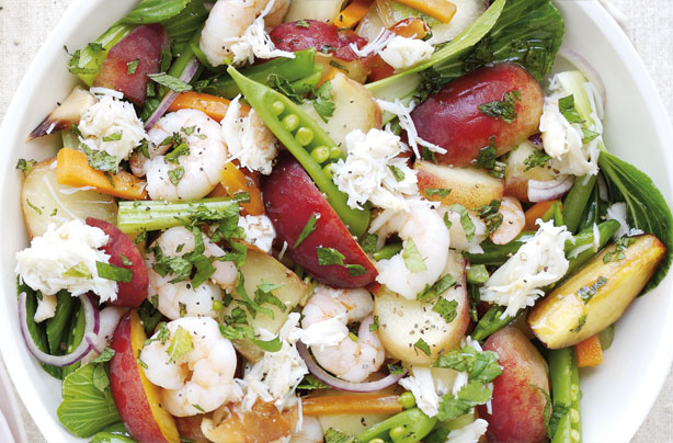 Seafood peach salad