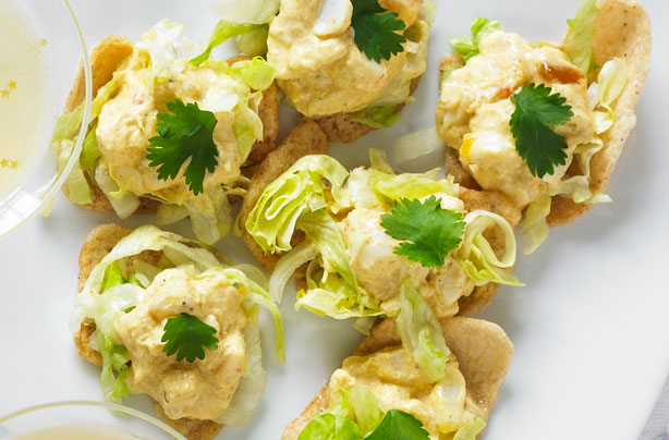 Coronation crab salad crackers