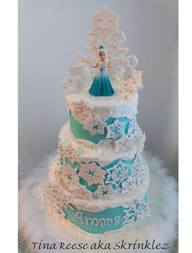 frozen themed birthday cake