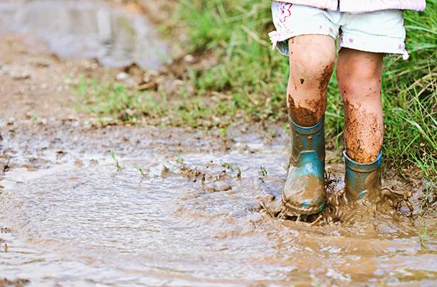 countryside muddy child