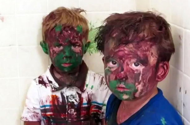Kids get paint all over their faces YouTube video
