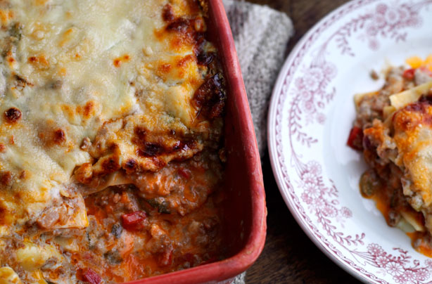 Beef, red pepper and courgette lasagne Beef, red pepper and courgette lasagne