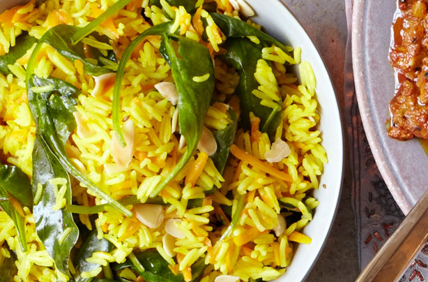 Carrot and spinach pilau