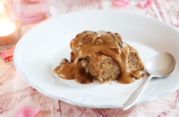 Sticky date and walnut sponge