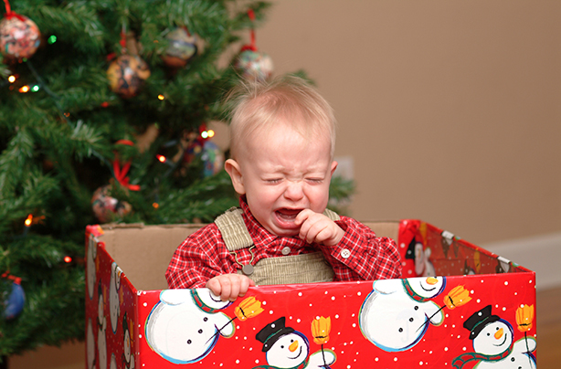 baby crying unhappy Christmas fights you'll have