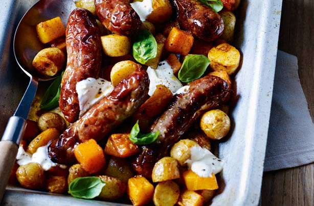 One-pot sausage and squash roast One-pot sausage and squash roast