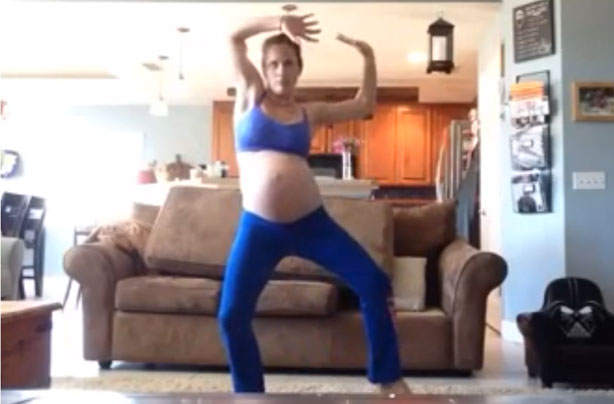 Mum doing Thriller dance to induce labour