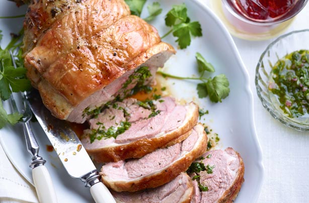 Herby stuffed roast Lamb