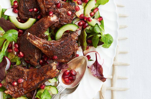 Marinated lamb cutlets with pomegranate