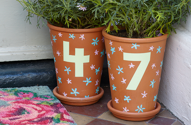 Essentials house number painted plant pot craft