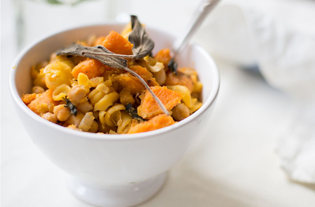 Chickpea Pasta with Roasted Sweet Potato and Sage
