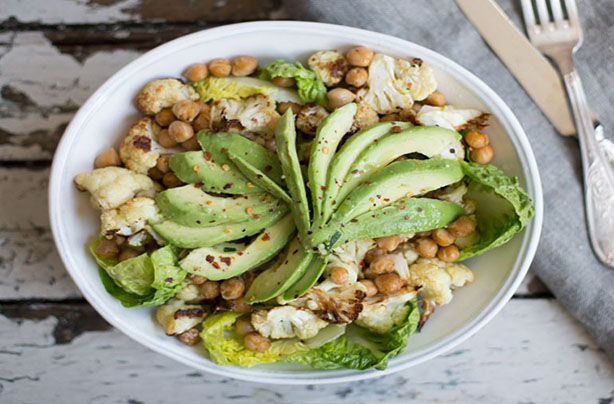 Cauliflower, Roasted Chickpea, Fennel and Avocado Salad
