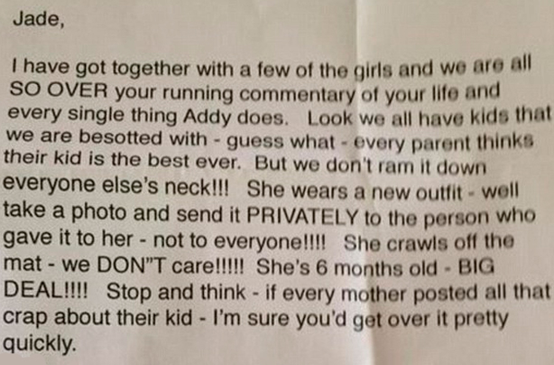 Jade Ruthven Facebook letter