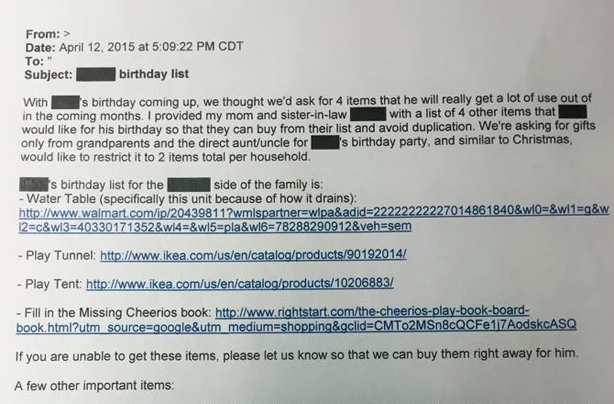 Demanding first birthday letter