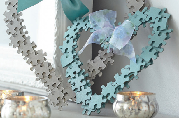Essentials jigsaw heart wreath craft