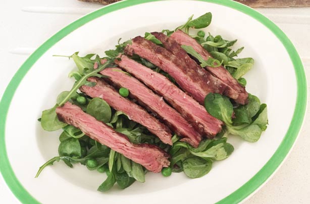 Lisa Faulkner's steak tagliate with peashoot salad