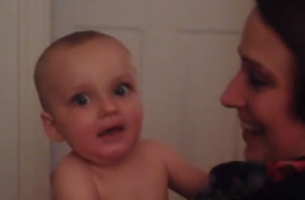 Baby Felix meets mum's twin for the first time