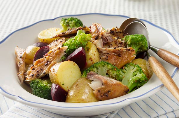 Warm potato salad with smoked mackerel Warm potato salad with smoked mackerel