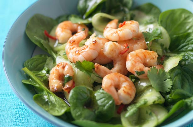 Prawn salad with pickled cucumber