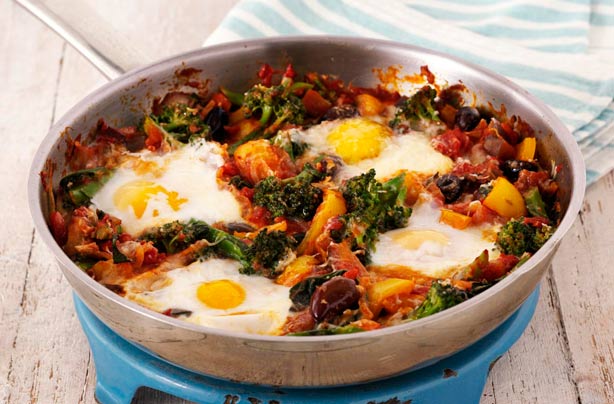 Gino D'Acampo's Flamenco eggs with Bellaverde broccoli