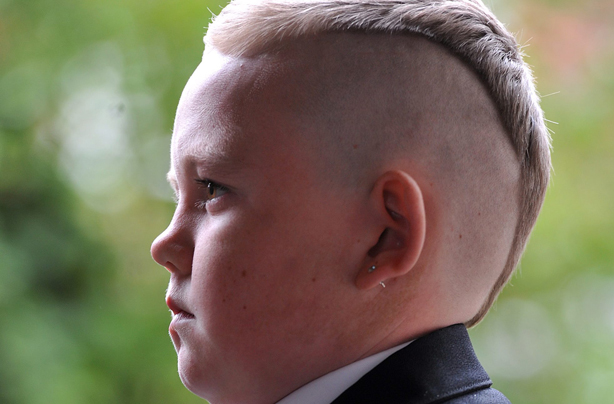 Garry Hill who was sent home from school for his 'severe' haircut