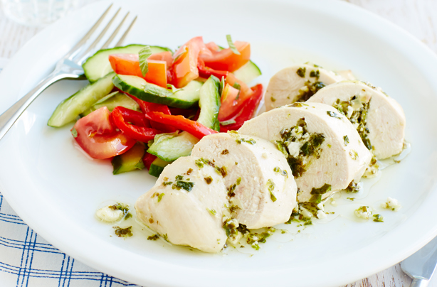 Greek-style chicken and salad Greek-style chicken and salad