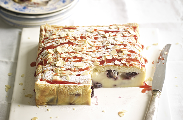 Cherry Bakewell magic cake recipe goodtoknow