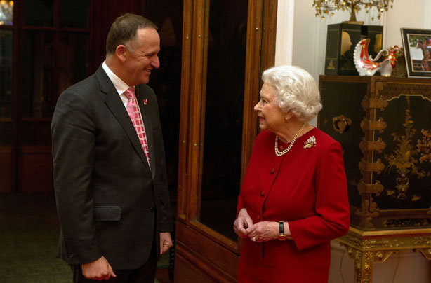 Queen Elizabeth and New Zealand Prime Minister John Key