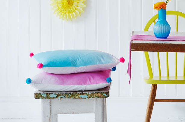 Homemade dip dye cushions