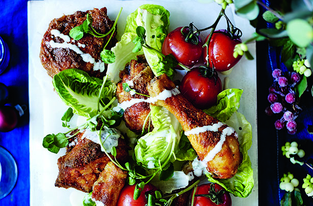 Fried chicken salad platter