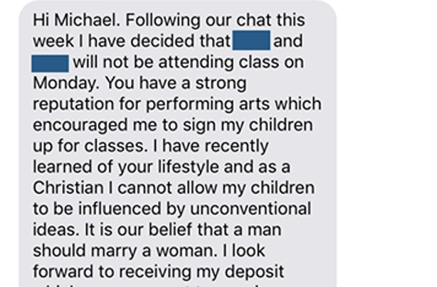 Michael Neri gay drama teacher text message