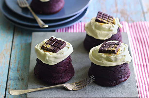 Chocolate, prune and armagnac puddings