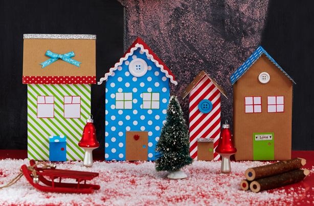 Cardboard box town Christmas craft