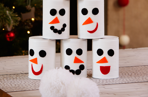 Bowling pin snowmen Christmas craft