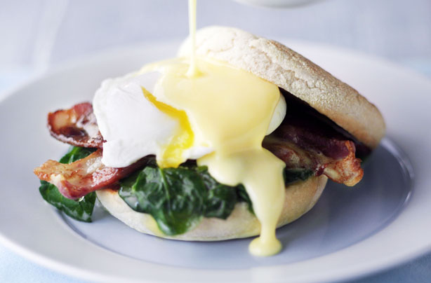 Classic eggs Benedict with wilted spinach Classic eggs Benedict with wilted spinach