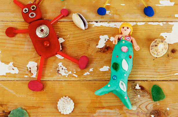 playdough mermaid and robot kids' craft