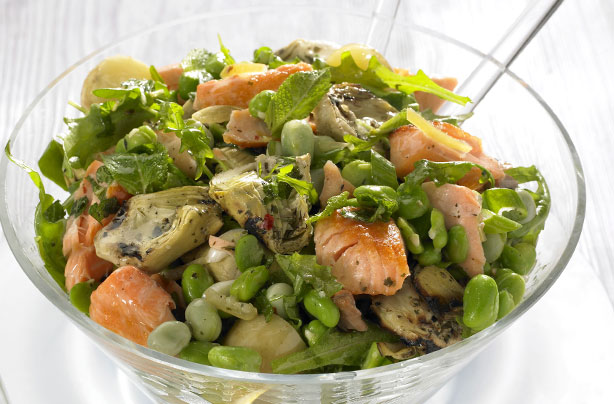 Salmon and broad bean salad Salmon and broad bean salad