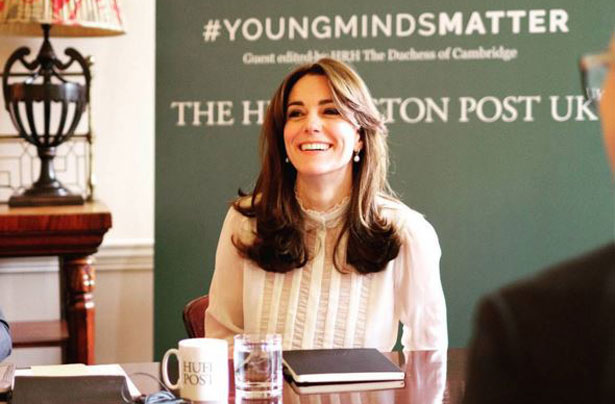 Duchess of Cambridge raises mental health issues in Huffpost