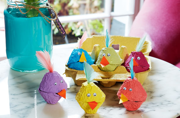 Easter craft egg box chickens
