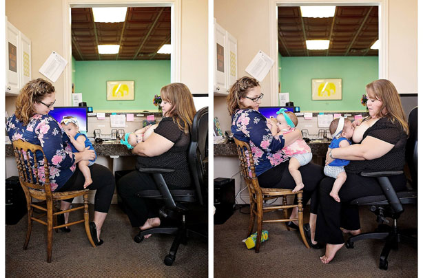 Randi nursing Sophie, Heather nursing Riley, Randi nursing Riley, Heather nursing Sophie